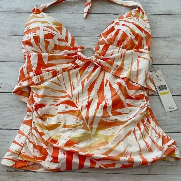 Carmen Marc Valvo MULTI Halter V-Neck Tankini Swim Top, US Medium - Picture 5 of 8